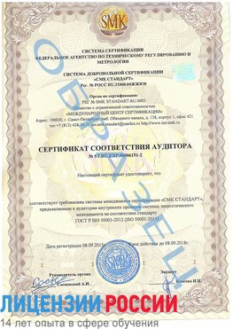 Образец сертификата соответствия аудитора №ST.RU.EXP.00006191-2 Шилка Сертификат ISO 50001
